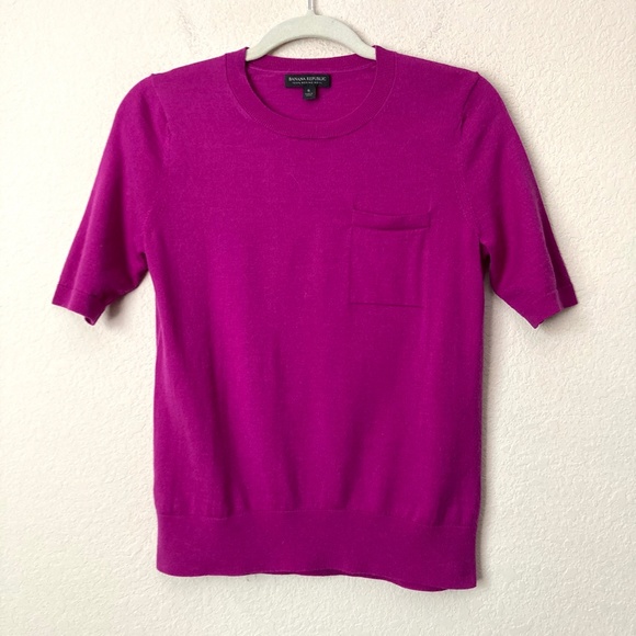 BUNDLE (3) Banana Republic 100% Merino Wool Short Sleeve Vibrant Sweater Tops - Picture 13 of 16